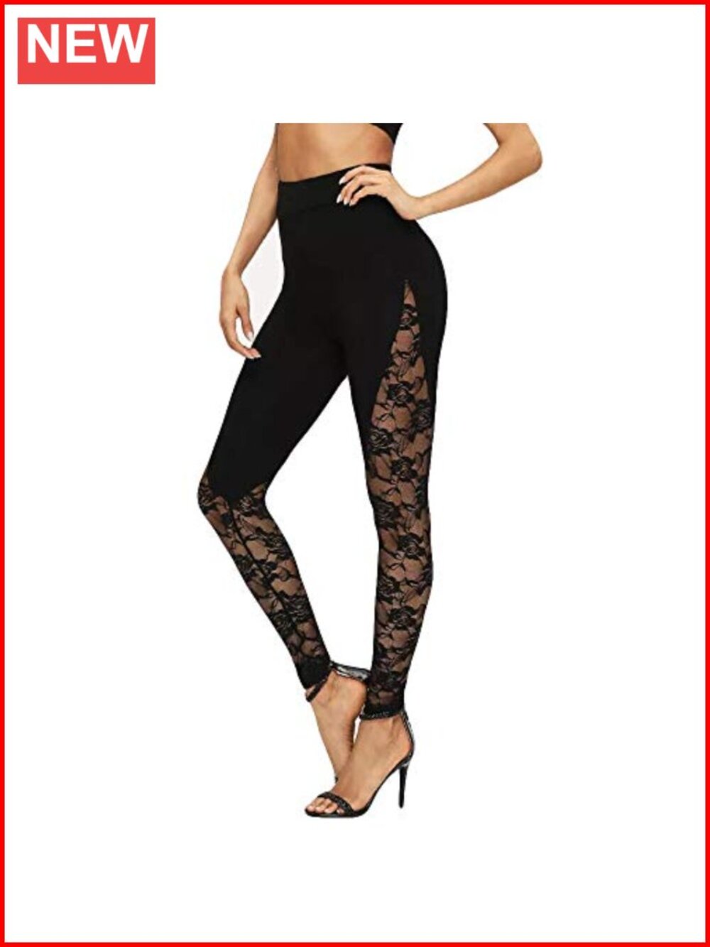 High Waist Sexy Lace Mesh Panel Leggings Yoga Workout Pants